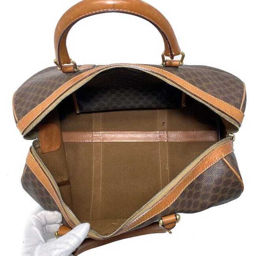 Celine Boston Bag Brown Gold Macadam Handbag Leather Travel Zipper Logo All - Picture 5 of 10